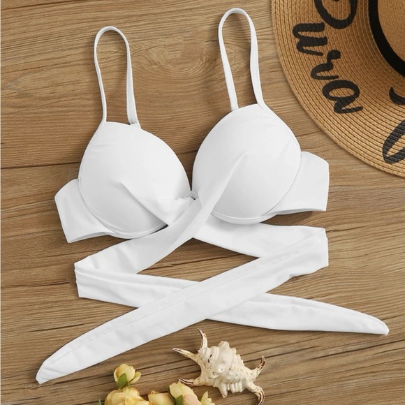 White Push Up Swim Bra Top - Picture 2 of 11